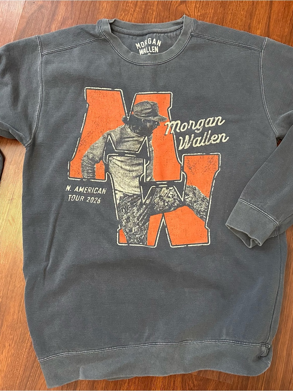 Adult Unisex Gray Crewneck Sweatshirt with Orange Graphic